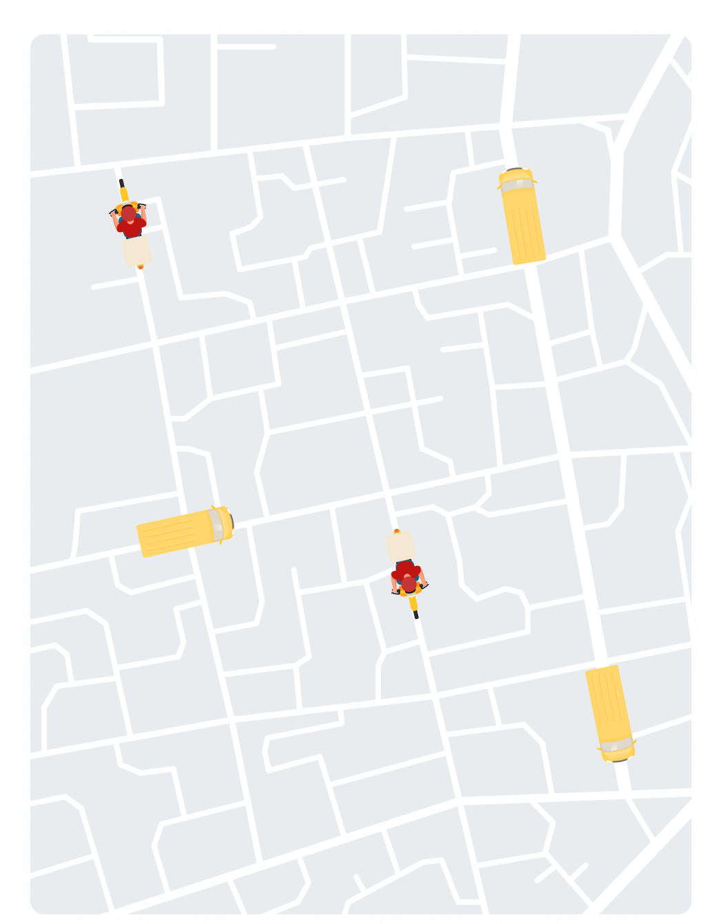 Map showing last mile delivery drivers